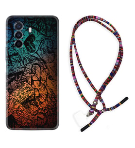 Huawei Nova Y70 Y90 Nova 9 SE  Kılıf Boyun Asklı Rasta Silikon İşaretler Tuval 1716