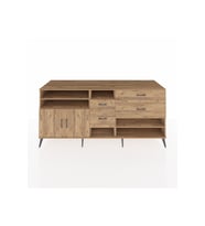 Kronos Konsol 5 Raflı 4 Çekmeceli 2 Kapaklı 220x59x99 Çam-Çam/Çam