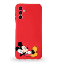 Samsung Galaxy M13 Uyumlu Lansman Kılıf Altı Kapalı İçi Kadife  Mickey Mouse-F Tasarımlı  Kapak (Şeffaf)