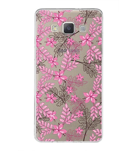 Samsung Galaxy A5 (2015) Uyumlu Kapak Floral Pembe Tasarımlı Şeffaf Silikon Kılıf