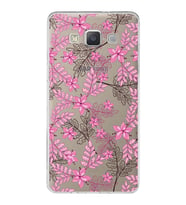 Samsung Galaxy A5 (2015) Uyumlu Kapak Floral Pembe Tasarımlı Şeffaf Silikon Kılıf