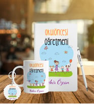 Okul Öncesi Öğretmenlerine Özel Defter Kalem Kupa & Süblimasyon Anahtarlık Hediye Seti