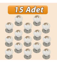 15 Adet Yasemin Kulp Beyaz Polimer Düğme Kulp Krom Tablalı Mobilya Mutfak Dolabı Çekmece Kulbu Kulpları