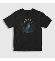 Presmono Unisex Çocuk Siyah Night Fox Tilki T-Shirt 368009tt