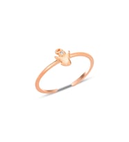 Gümüş rose zirkon taşlı alttan ayarlanabilir peri yüzük SGTL12227ROSE