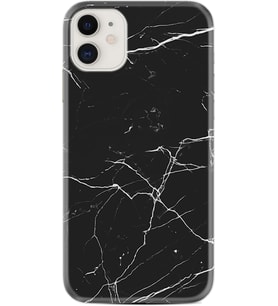 Apple iPhone 11 12 13 Mini Kılıf Desemli Silikon Siyah Mermer 1299
