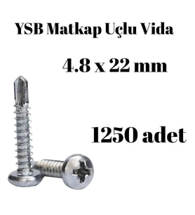 Matkap Uçlu Akıllı Vida YSB 4.8x22 1250'li Kutu Yıldız Silindir Başlı