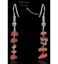 Sertifikalı Kırık Taşlı Model Rose Kuvars Taşı Küpe