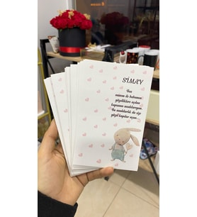 Tavşan  Desenli Doğum Günü Anahtarlık ve Hediyelik Kart 9,5x15 cm - Arletikettasarım