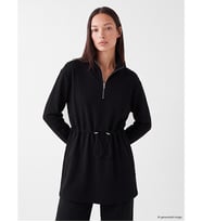 LCW EVERYDAY Siyah Soft Touch Oversize Kadın Sweatshirt Tunik