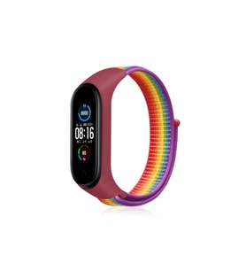 Mi Band 4 Hasırlı Cırtcırtlı Kordon - Gökkuşağı