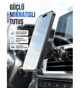 Araç İçi Manyetik Telefon Tutucu Halandırma Klipsli Telefon Standı