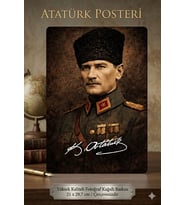 Atatürk Vintage Poster A4 21x29,7 cm (Çerçevesizdir)  İmzalı Dekoratif Ofis Ev Duvar Süsü