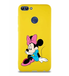 Huawei P Smart Soft Premier Kapak Minnie Mouse-E Tasarımlı Silikon Kılıf - Sarı (Şeffaf)