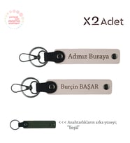 Babaya Yılbaşı Armağanı, İsim & Soyisim Kişiselleştirilmiş 2’li Anahtarlık, Pudra-Yeşil