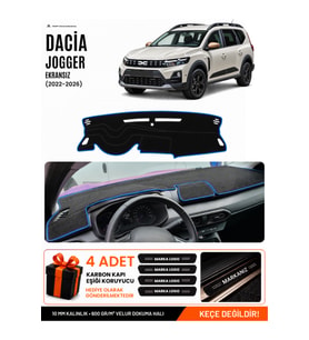 e-biz DACİA JOGGER EKRANSIZ (2022-2026) Uyumlu Torpido Örtüsü, Torpido Kılıfı - Siyah-Mavi - DA002