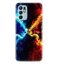 Oppo Reno 6 Kılıf Silikon Desen Özel Seri Red Blue Leon 1714