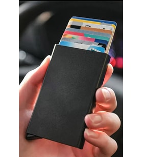 Otomatik Mekanizmalı Kartlık Alüminyum Kasa RFID Koruma Mat Siyah
