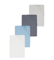4 Adet Düz Pamuklu Tek Kişilik 80 x 200 x 30 cm Lastikli Penye Çarşaf (Beyaz-Gri)