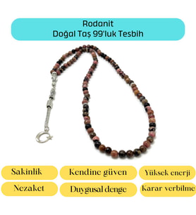 Sertifikalı Rodanit 6mm 99luk Doğal Taş Tesbih