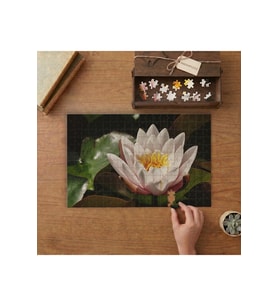 Hint Lotusu - Beyaz Yapraklı Lotus Çiçeği Tasarımı 240 parça Ahşap Puzzle Ahşap Kutuda MP05447