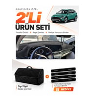 e-biz HYUNDAİ BAYON (2021-2026) Uyumlu Torpido Örtüsü + Tay Tüyü Bagaj Çantası Seti - Siyah - HU012