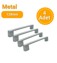 4 Adet Kare Mat Krom Metal Mobilya Kulpu 128mm