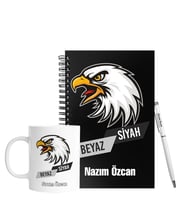 Kartal Tasarım Ahşap Defter Kalem & Kupa Hediye Seti HC57