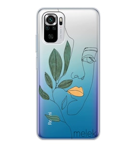 Xiaomi Çizgi Yapraklı Kadın Tasarımlı Şeffaf Telefon Kılıfı