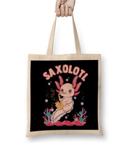 Cute Saxolotl Adorable Sax Playing Axolotl Pun Bez Çanta Uzun Saplı