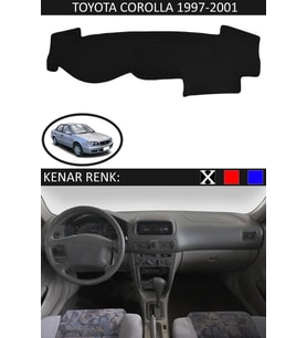 Toyota Coralla 1997-2001 Için Uygun Torpido Koruma Halısı Siyah Kenar Renk Siyah