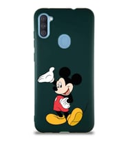 Samsung Galaxy A11 Soft Premier Kapak Mickey Mouse-C Tasarımlı Silikon Kılıf - Yeşil (Şeffaf)