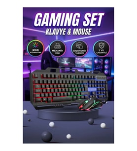 LED Aydınlatmalı Mekanik Hisli Gaming Oyuncu Klavye ve Mouse Seti