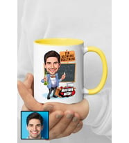 Erkek Felsefe Öğretmenine Hediye Karikatürlü Sarı Kupa Bardak