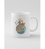 Prenses Kupa - Taçlı Pembe Prenses Desenli Sevimli Hediyelik Mug (Beyaz)