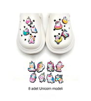 Unicorn Terlik Süsü Jibbitz Aksesuarı 8 Adet Hediyelik Aksesuar (Çok Renkli)