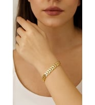 Balık Kılçığı Yassı Gold Kaplama Künye Kılçık Bileklik – SNJ-454