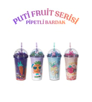 Fruit Serisi Pipetli Bardak – Meyve Desenli, Sızdırmaz ve Çocuklar İçin Güvenli (Çok Renkli)