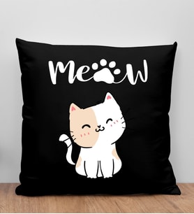 BK Gift Kedi Tasarımlı Siyah Kırlent Yastık, Arkadaşa Hediye, Ev Dekorasyonu, Ev Hediyesi-11