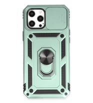 Pilelistore   iPhone 12 Pro Max Kılıf Pars Lens Yüzüklü Silikon - Yeşil