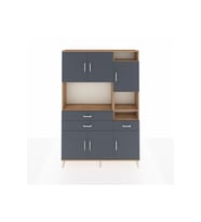 Arges Dolap 10 Raflı 3 Çekmeceli 6 Kapaklı 132x30x195 Çam-Antrasit/Antrasit