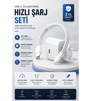 20W PD Lightning Şarj Adaptörü ve Kablo Hızlı Şarj Seti
