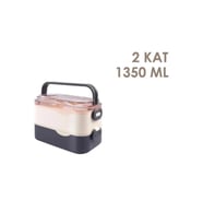 VAGONLİFE PASLANMAZ İKİ KATLI ÇELİK YEMEK KABI - LUNCH BOX  BL10110-2S 1350 ML  GRİ-BEYAZ
