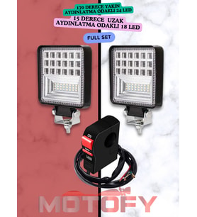 42 LED COMBO AYDINLATMA MOTOSİKLET SİS FARI TAKIMI + USB'Lİ BUTON