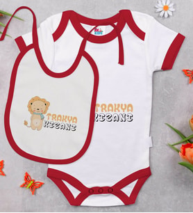 BK Kids Trakya Kızanı Tasarımlı Kırmızı Bebek Body Zıbın ve Mama Önlüğü Hediye Seti-2