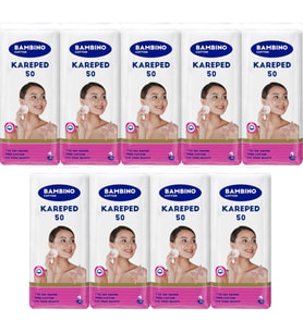 Bambino Cotton Kare Makyaj ve Bebek Temizleme Pamuğu 450 Adet (Kare En-Boy 7CM) (9PK*50)
