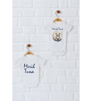 Pia Baby Premium %100 Pamuk İsme Özel Organik Baskılı İkili Set Çıtçıtlı Bebek Body Zıbın Modelleri 5082-17 (Ekru)