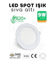 Şerit LED 9W Slim LED Spot – Beyaz Işık, 820 Lümen, Beyaz Kasa, 14.5 cm, 220V, 15000 Saat Ömür