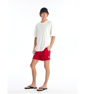 LCW SWIMWEAR Kırmızı Kısa Boy Baskılı Erkek Deniz Şortu