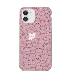 Iphone 11 Uyumlu Cute Pink Pig Tasarımlı Şeffaf Telefon Kılıfı